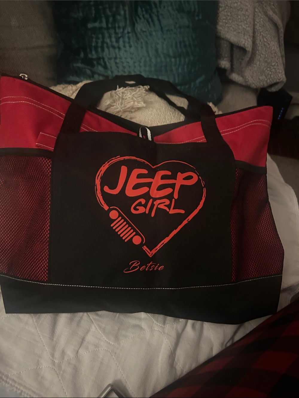 Jeep Black and Red 'Jeep Girl' Tote
